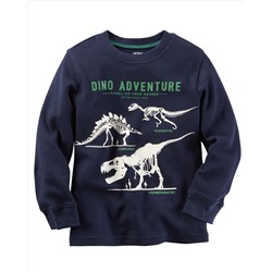 Long-Sleeve Glow-In-The-Dark Dinosaur Graphic Tee