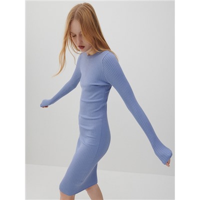 Strickkleid mit Gestreifter Struktur