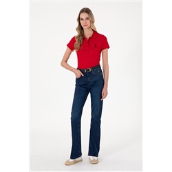 Kadın Kırmızı Basic Polo Yaka Tişört