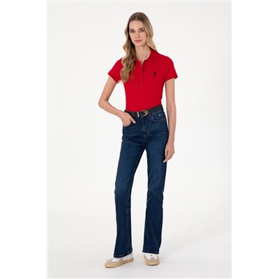 Kadın Kırmızı Basic Polo Yaka Tişört