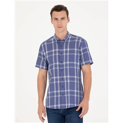 Lacivert Regular Fit Kısa Kollu Gömlek