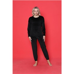 AHENGİM Woman Pijama Takımı Kadife Proud Baskılı Paça Lastikli W20422249 1-2-10001185