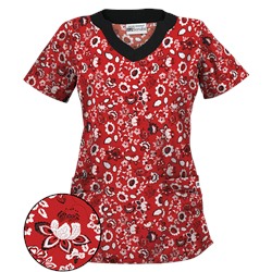 UA Bandana Blossom Red Scrub Top