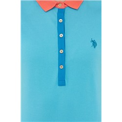 Kadın Turkuaz Basic Polo Yaka Tişört