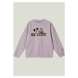 United Colors of BenettonErkek Çocuk Gül Kurusu Disney Karakter Slogan Baskılı Sweatshirt