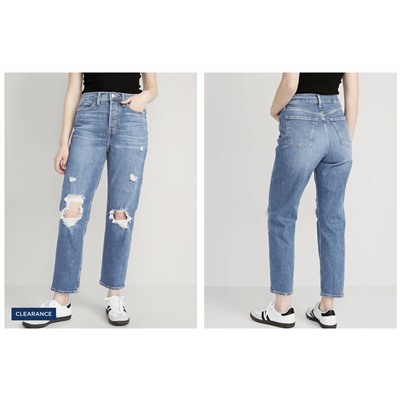 Extra High-Waisted Sky-Hi Straight Button-Fly Ripped Jeans for Women