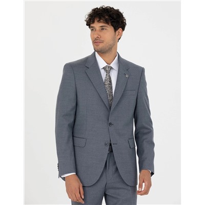 %100 Yün Mavi Slim Fit Takım Elbise