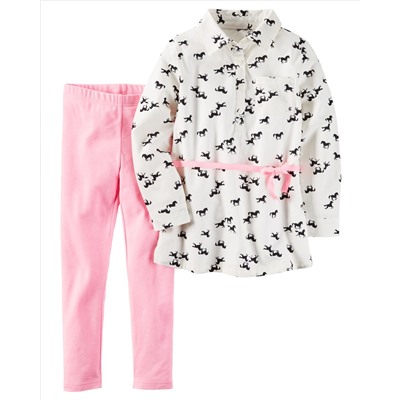 2-Piece Tunic & Neon Legging Set