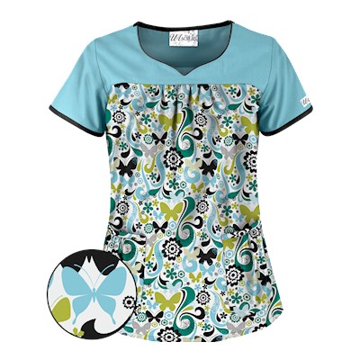 UA Flutter Flattery Black Scrub Top