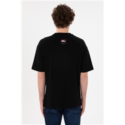 Erkek Comfort Fit Bisiklet Yaka Siyah Tişört
