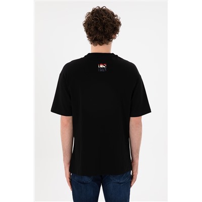 Erkek Comfort Fit Bisiklet Yaka Siyah Tişört