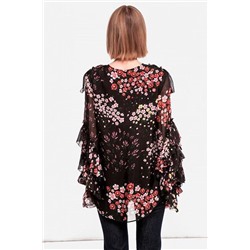 Blusa de flores Negro