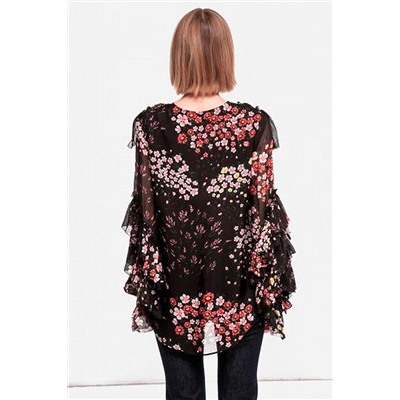 Blusa de flores Negro