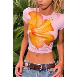 POLYAMIDE FLORAL T-SHIRT