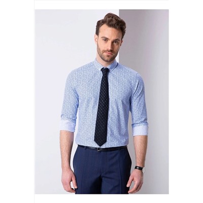Pierre Cardin Mavi Slim Fit Armürlü Gömlek G021GL004.000.814243.VR036