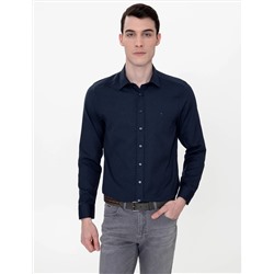 Lacivert Slim Fit Oxford Gömlek