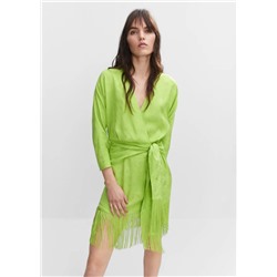 Vestido jacquard flecos