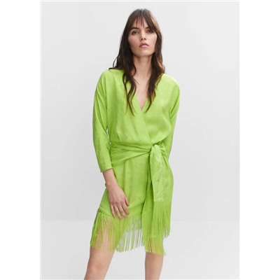 Vestido jacquard flecos