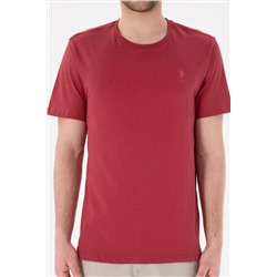Erkek Regular Fit Bisiklet Yaka Vişne Basic Tişört
