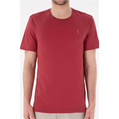 Erkek Regular Fit Bisiklet Yaka Vişne Basic Tişört