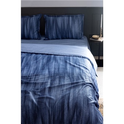 Raphael King Size %100 Pamuk Baskılı Saten Nevresim Takımı - Lacivert