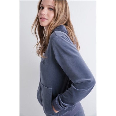 Chaqueta terciopelo cremallera azul