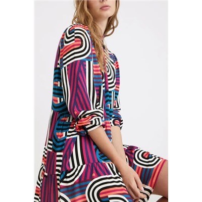 Vestido corto camisero geometrías