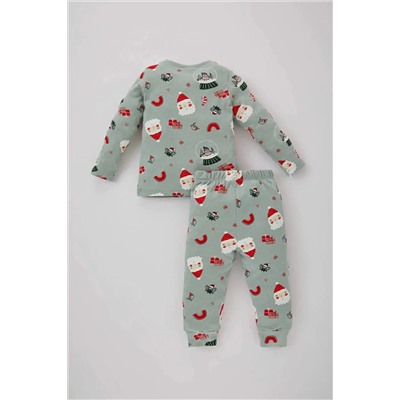 Defacto Kız Bebek Yılbaşı Temalı Uzun Kollu Penye Pijama Takımı B2167A5GN1123mc