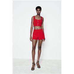 BUSTIER TOP WITH RHINESTONE BUTTONS