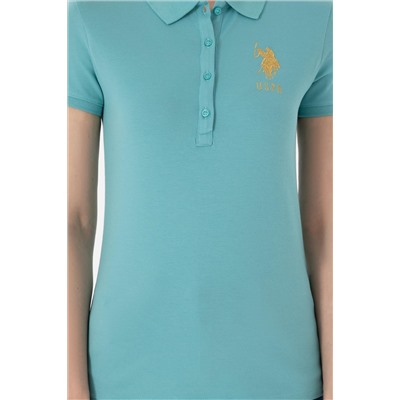 Kadın Mint Basic Polo Yaka Tişört