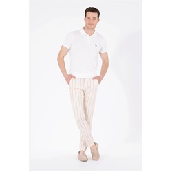 Erkek Ekru Polo Yaka Triko Kazak