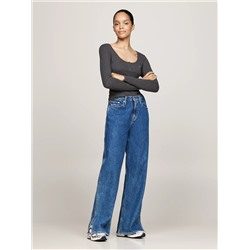 Tommy Jeans Ribbed Scoop-Neck Henley