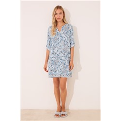Camisola corta viscosa flores azul