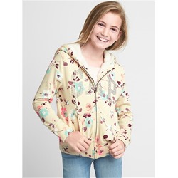 Cozy logo floral zip hoodie