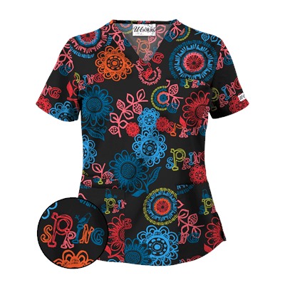 UA Spring Out Black Scrub Top
