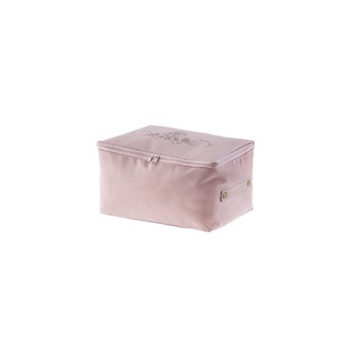 Çiçek Desen Baskılı Hurç - Pudra - 30x22x18 cm