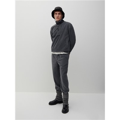Fleece-Hoodie aus Materialmix