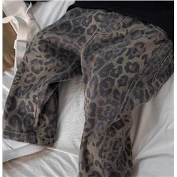 Джинсы для девочек с леопардовым принтом. 100% хлопок