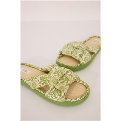 Zapatillas casa pala nudo rafia verde