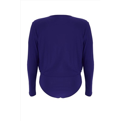 Lacivert Vatkalı Kruvaze Kapama Çıtçıtlı Örme Body TBBAW23CS00014