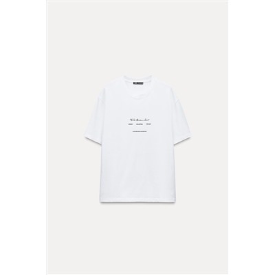 T-SHIRT WITH RUBBERISED SLOGAN