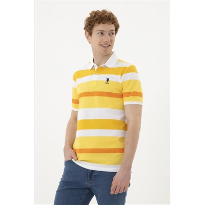 Erkek Regular Fit Polo Yaka Safran Tişört