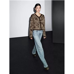 Alpaca wool blend animal print cardigan