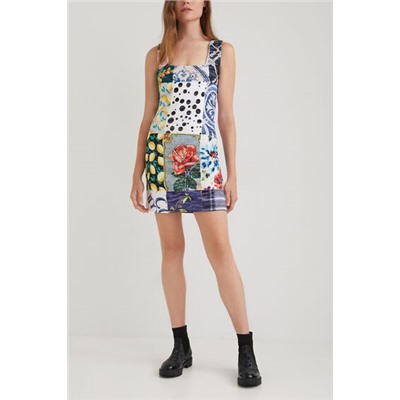 Vestido slim patch escote cuadrado