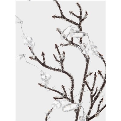 Ветка декоративная, 65 см, акрил/пластик, серебристая, Белые кристаллы, Interior silver