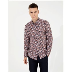 Turuncu Slim Fit Uzun Kollu Gömlek