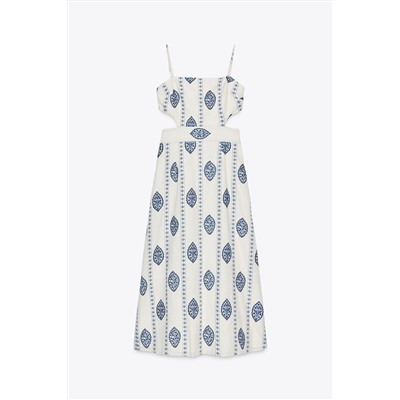 MIDI DRESS WITH CUT-OUT EMBROIDERY