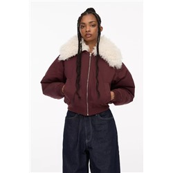 Chaqueta bomber cuello efecto pelo