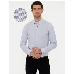 Lacivert Slim Fit Uzun Kollu Gömlek