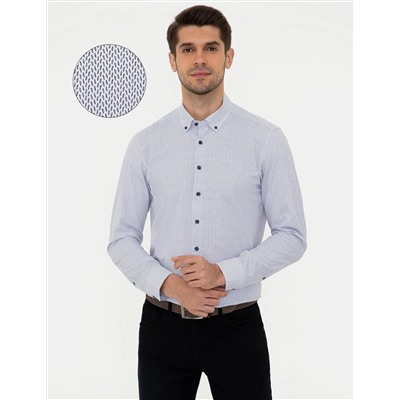 Lacivert Slim Fit Uzun Kollu Gömlek